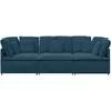 Modulinė sofa su pagalvėlėmis, aksominė, mėlyna