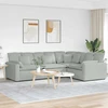 Modulinė sofa su pagalvėlėmis, aksominė, šviesiai pilka