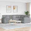 Modulinė sofa su pagalvėlėmis, audinys, šviesiai pilka