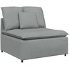 Modulinė sofa su pagalvėlėmis, audinys, šviesiai pilka