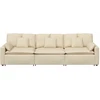 Modulinė sofa su pagalvėlėmis, kreminės spalvos