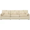 Modulinė sofa su pagalvėlėmis, kreminės spalvos