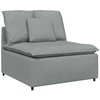 Modulinė sofa su pakoja ir pagalvėlėmis, audinys, šviesiai pilka