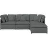 Modulinė sofa su pakoja ir pagalvėlėmis, audinys, tamsiai pilka