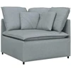Modulinė sofa su pakoja ir pagalvėlėmis, audinys, šviesiai pilka