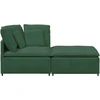 Modulinė sofa su pakoja ir pagalvėlėmis, velvetas, tamsiai žalia