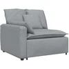 Modulinė sofa su pakoja ir pagalvėlėmis, audinys, šviesiai pilka