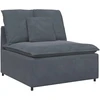 Modulinė sofa su pakoja ir pagalvėlėmis, aksominė, tamsiai pilka