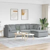 Modulinė sofa su pakoja ir pagalvėlėmis, audinys, šviesiai pilka