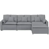 Modulinė sofa su pakoja ir pagalvėlėmis, šviesiai pilka