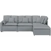Modulinė sofa su pakoja ir pagalvėlėmis, audinys, šviesiai pilka