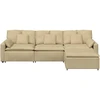 Modulinė sofa su pakoja ir pagalvėlėmis, pilkai žalia