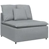 Modulinė sofa su pakoja ir pagalvėlėmis, audinys, šviesiai pilka