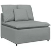 Modulinė sofa su pakoja ir pagalvėlėmis, audinys, šviesiai pilka