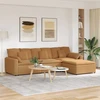 Modulinė sofa su pakoja ir pagalvėlėmis, smėlio spalvos
