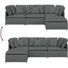 Modulinė sofa su pakoja ir pagalvėlėmis, audinys, tamsiai pilka