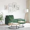 Modulinė sofa su pakoja ir pagalvėlėmis, velvetas, tamsiai žalia