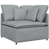 Modulinė sofa su pakoja ir pagalvėlėmis, audinys, šviesiai pilka