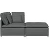 Modulinė sofa su pakoja ir pagalvėlėmis, audinys, tamsiai pilka