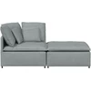 Modulinė sofa su pakoja ir pagalvėlėmis, audinys, šviesiai pilka