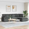 Modulinė sofa su pakoja ir pagalvėlėmis, audinys, tamsiai pilka