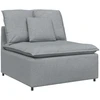 Modulinė sofa su pakoja ir pagalvėlėmis, audinys, šviesiai pilka