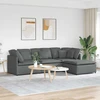 Modulinė sofa su pakoja ir pagalvėlėmis, audinys, tamsiai pilka