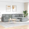 Modulinė sofa su pakoja ir pagalvėlėmis, audinys, šviesiai pilka
