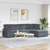 Modulinė sofa su pakoja ir pagalvėlėmis, aksominė, tamsiai pilka