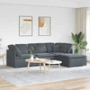 Modulinė sofa su pakoja ir pagalvėlėmis, aksominė, tamsiai pilka