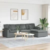 Modulinė sofa su pakoja ir pagalvėlėmis, tamsiai pilka