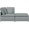 Modulinė sofa su pakoja ir pagalvėlėmis, audinys, šviesiai pilka