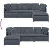 Modulinė sofa su pakoja ir pagalvėlėmis, aksominė, tamsiai pilka