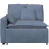 Modulinė sofa su porankiu ir pagalvėlėmis, mėlyna, 100 cm