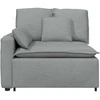 Modulinė sofa su porankiu ir pagalvėlėmis, šviesiai pilka, 100 cm