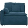 Modulinė sofa su porankiu ir pagalvėlėmis, mėlyna, 100 cm