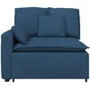 Modulinė sofa su porankiu ir pagalvėlėmis, mėlyna, 100 cm