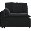 Modulinė sofa su porankiu ir pagalvėlėmis, juoda, 100 cm