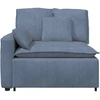 Modulinė sofa su porankiu ir pagalvėlėmis, mėlyna, 100 cm