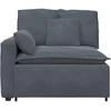 Modulinė sofa su porankiu ir pagalvėlėmis, tamsiai pilka, 100 cm