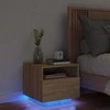 Naktinė spintelė su LED lemputėmis, ąžuolo, 40x39x37cm