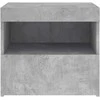 Naktinė spintelė su LED lemputėmis, betono pilka, 50x40x45cm