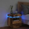naktinė spintelė su LED lemputėmis, sena mediena 40x39x48,5 cm