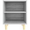 Naktinė spintelė su medinėmis kojelėmis, pilka, 40x30x50cm