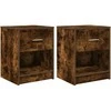 Naktinės spintelės su stalčiumi, 2vnt., dūminės, 40x34x50cm