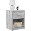 Naktinės spintelės su stalčiumi, 2vnt., pilkos, 40x34x50cm