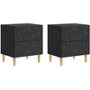 Naktinis staliukas 2 pcs Juoda 43 x 34,5 x 48 cm
