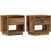 Naktinis staliukas su stalčių 2 pcs Senas medis 45 x 34 x 44 cm