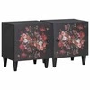 Naktinis staliukas su durelėmis 2 pcs Juoda 40 x 33 x 46 cm