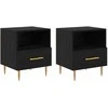 Naktinis staliukas su stalčių 2 pcs Juoda 40 x 35 x 47,5 cm